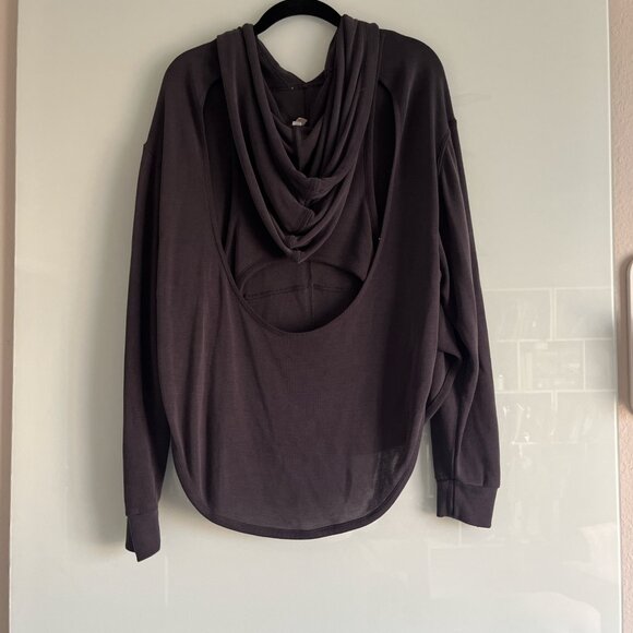 FP Movement Back Into It Hoodie Open Back Black/ Charcoal Gray, Size L - Picture 7 of 9